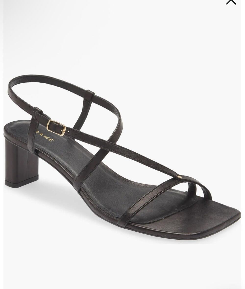 FRAME Le Braxton Strappy Black Leather Sandal Minimalist Style Women's 9.5 US